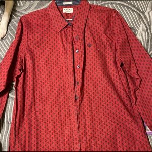 1X Ariat Kirby Button up-Brick red with navy cuffs smoke free pet friendly home